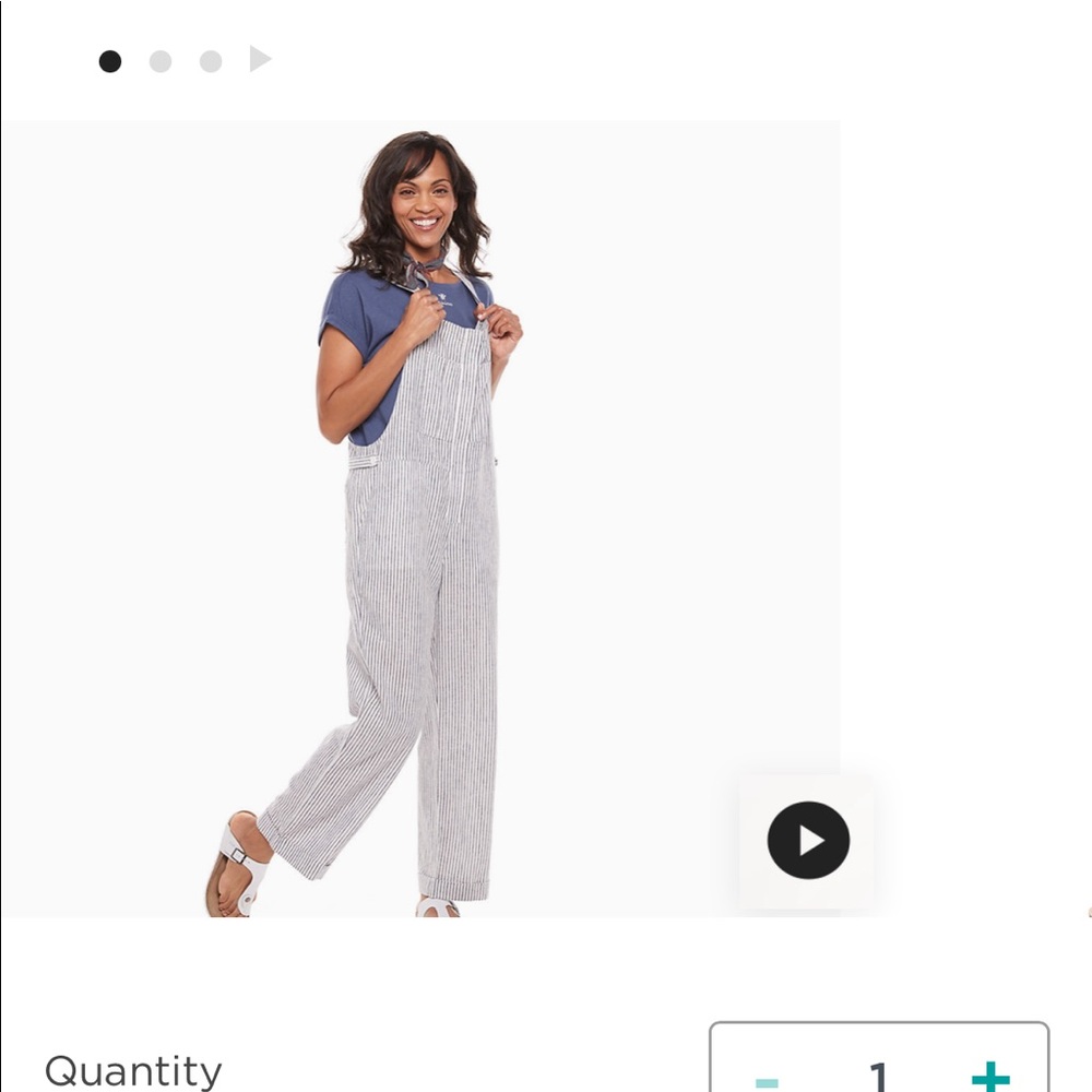 Sonoma Linen Striped Overalls Size M